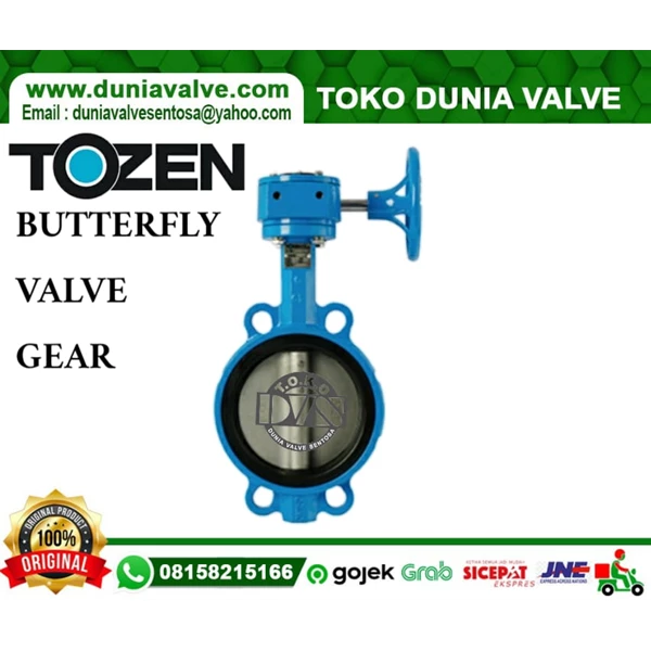 Jual TOZEN BUTTERFLY VALVE GEAR DN80 3 INCH JIS10K BODY CAST IRON DISC